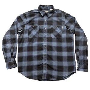 Timberland Mens Blue Black Buffalo Plaid Flannel Shirt Regular Fit Medium M